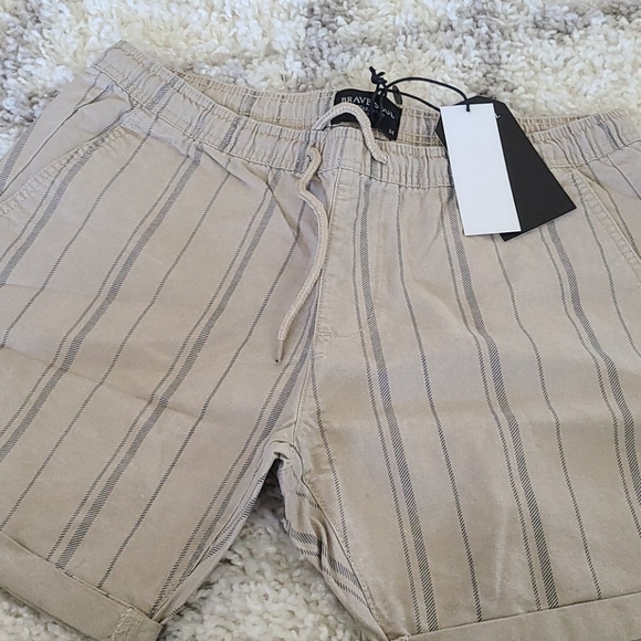 Brave Soul Drawstring Shorts in Beige Stripe 🆕️ - Picture 6 of 7